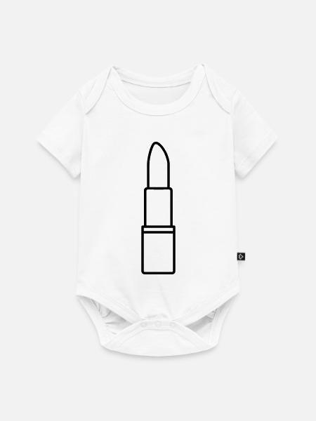Lippenstift - Baby Premium Kurzarmbody - Weiß