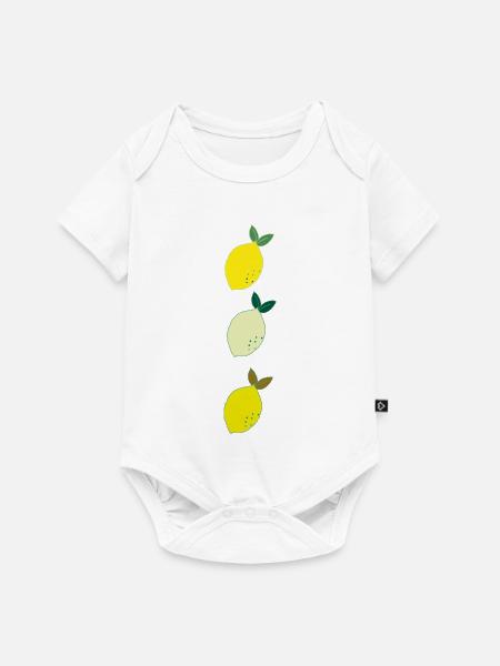 Drei Zitronen Handillustration - Baby Premium Kurzarmbody - Weiß