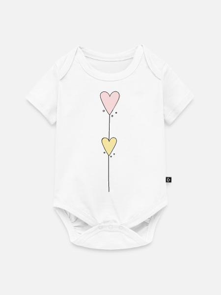 Herz Linie Vertikal - Baby Premium Kurzarmbody - Weiß