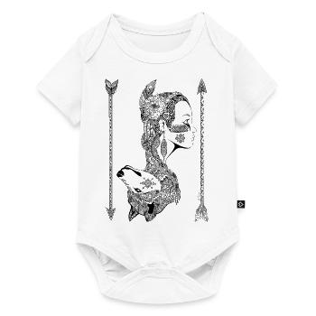 Indienne et loup - Body à manches courtes Premium Bébé - blanc - Devant