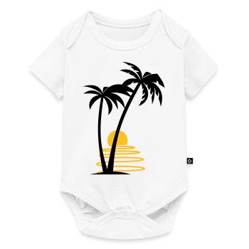 Palmiers avec soleil - Body à manches courtes Premium Bébé - blanc - Devant