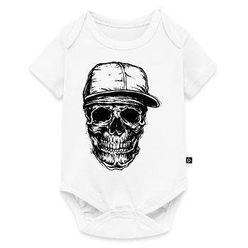 Crâne avec capuchon noir | Designs Monkey - Mode - Body à manches courtes Premium Bébé - blanc - Devant