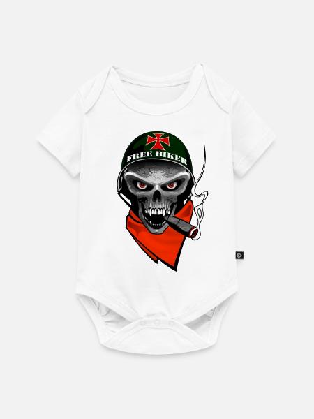 biker skull design - Baby Premium Kurzarmbody - Weiß