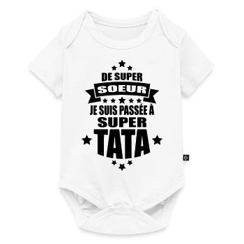 de super soeur je suis passée à super tata - Body à manches courtes Premium Bébé - blanc - Devant