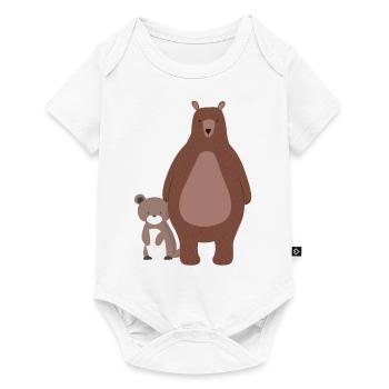 Maman ours ou papa ours avec bébé ours - Body à manches courtes Premium Bébé - blanc - Devant