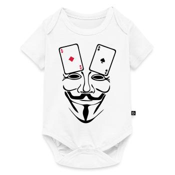anonymous mask masque carte poker as1 - Body à manches courtes Premium Bébé - blanc - Devant