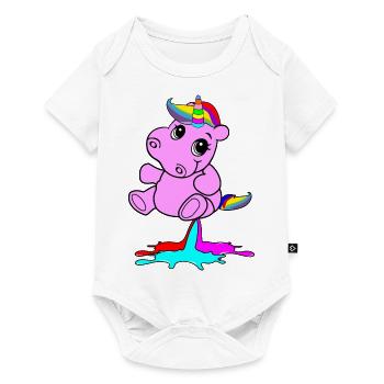 Licorne mignon chiots roses péter merde cadeau coloré - Body à manches courtes Premium Bébé - blanc - Devant