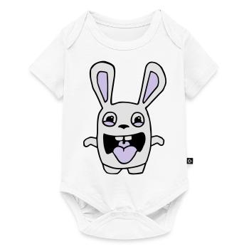 dessin lapin mignon débile style BD cartoon fun - Body à manches courtes Premium Bébé - blanc - Devant