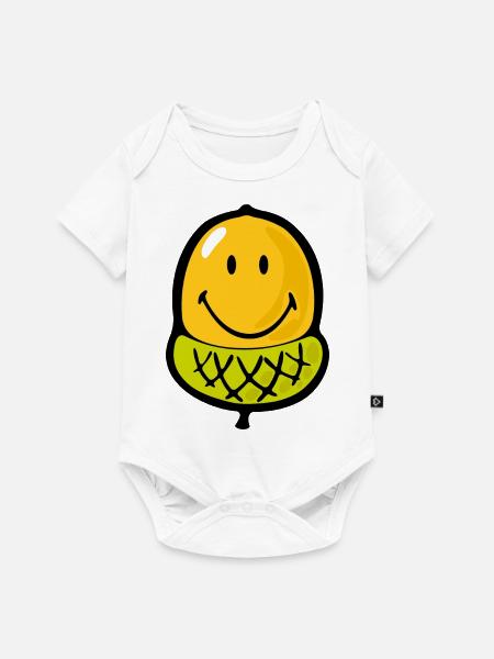 Smiley Acorn - Baby Premium Kurzarmbody - Weiß