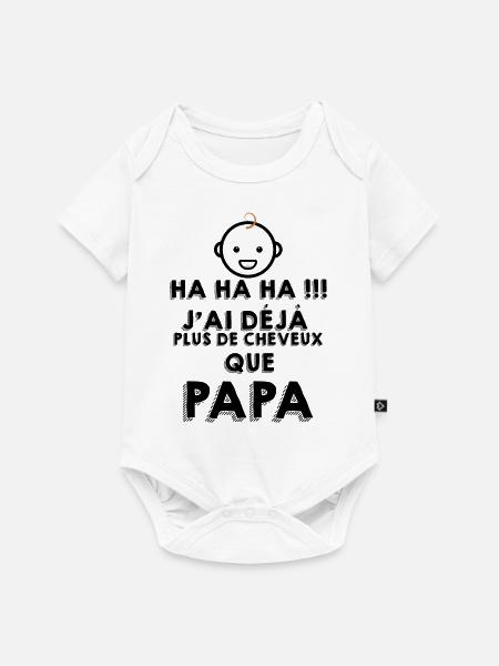 Bébé et cheveux papa Humour Bébé - Body à manches courtes Premium Bébé - blanc