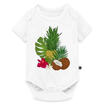Tropisches Bouquet hinterlässt Kokosnussananas - Baby Premium Kurzarmbody - Weiß - Vorne