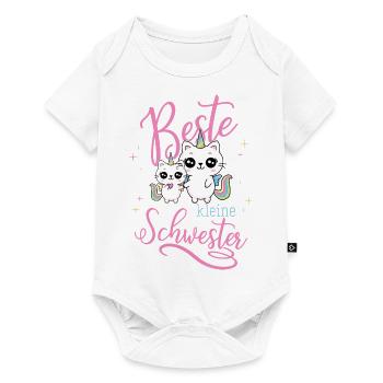 Beste kleine Schwester - Katze Einhorn Geschwister - Baby Premium Kurzarmbody - Weiß - Vorne