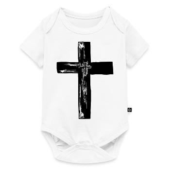 Croix chrétienne Confiance en Dieu Vecteur Jésus - Body à manches courtes Premium Bébé - blanc - Devant