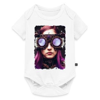 Femme futuriste avec des lunettes de soleil - Body à manches courtes Premium Bébé - blanc - Devant