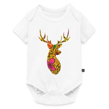 FLORAL DEER - Baby Premium short-sleeve bodysuit - white - Front