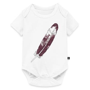 Large feather brown-white hand-drawn (white-tailed eagle) - Baby Premium short-sleeve bodysuit - white - Front