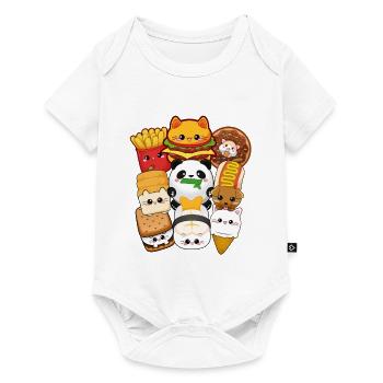 moodrush Design Kawaii Cat Fast Food Print - Body à manches courtes Premium Bébé - blanc - Devant