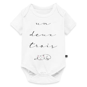 un deux trois cat - Baby Premium Kurzarmbody - Weiß - Vorne