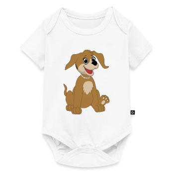 Hund sitzend - beige - Baby Premium Kurzarmbody - Weiß - Vorne