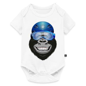 Gorilla with goggles and helmet - Baby Premium short-sleeve bodysuit - white - Front