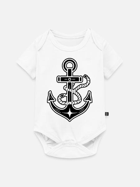 Anker Boot Schiff Nautik - Baby Premium Kurzarmbody - Weiß