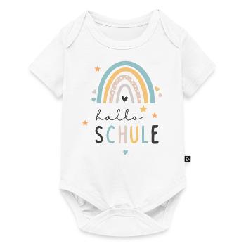Schulkind 2024 Regenbogen - hallo Schule - Baby Premium Kurzarmbody - Weiß - Vorne