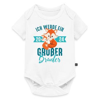 Ich werde großer Bruder 2024 Fuchs Baby Junge - Baby Premium Kurzarmbody - Weiß - Vorne