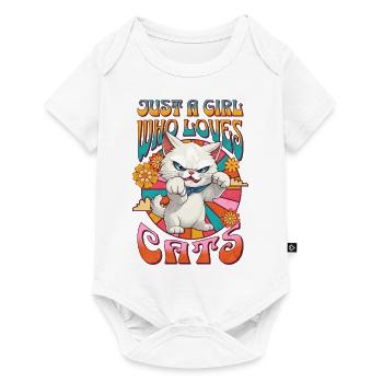 Cat Just A Girl Who Loves Cats 60s 70s Fleurs - Body à manches courtes Premium Bébé - blanc - Devant