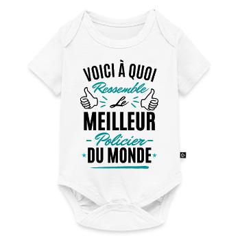 Cadeau au meilleur policier du monde - Body à manches courtes Premium Bébé - blanc - Devant