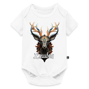 Hirsch Lausbua Krafttier für das Dorffest. Jäger - Baby Premium Kurzarmbody - Weiß - Vorne