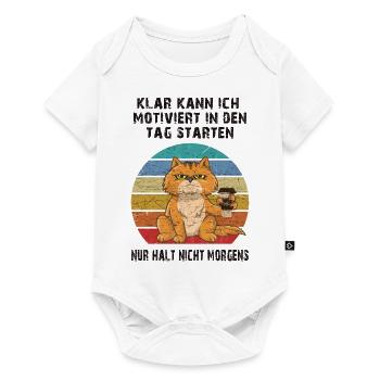 Motivation Matin Café Humour Chat - Body à manches courtes Premium Bébé - blanc - Devant