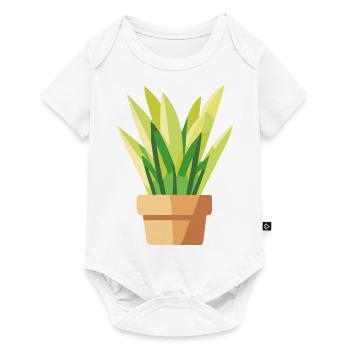 Planter des feuilles vertes en pot - Body à manches courtes Premium Bébé - blanc - Devant