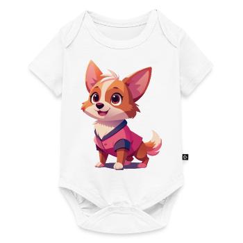Petit chien mignon - Body à manches courtes Premium Bébé - blanc - Devant