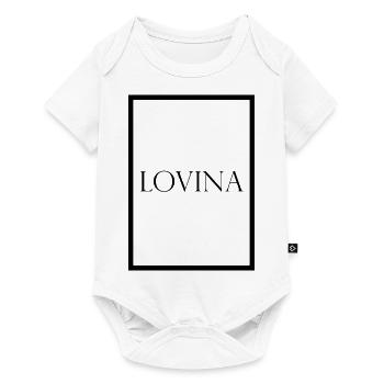 Lovina, schlichter Statement Schriftzug - Baby Premium Kurzarmbody - Weiß - Vorne
