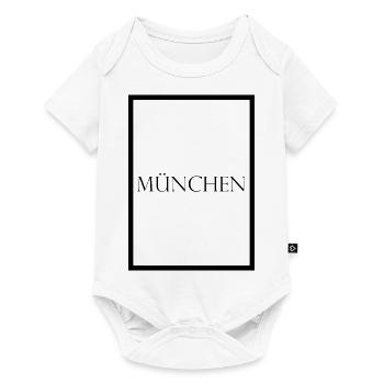 München mit Rand, schlichter Statement Schriftzug - Baby Premium Kurzarmbody - Weiß - Vorne