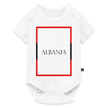 Albanie Albanie Lettrage de déclaration avec drapeau - Body à manches courtes Premium Bébé - blanc - Devant