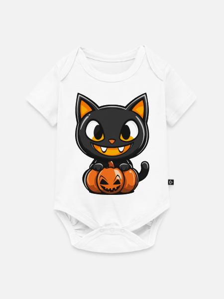 Katze Halloween Kater - Baby Premium Kurzarmbody - Weiß
