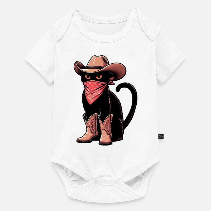 Chat cowboy - Body à manches courtes Premium Bébé - blanc