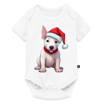 Bull Terrier with Santa Hat - Baby Premium short-sleeve bodysuit - white - Front