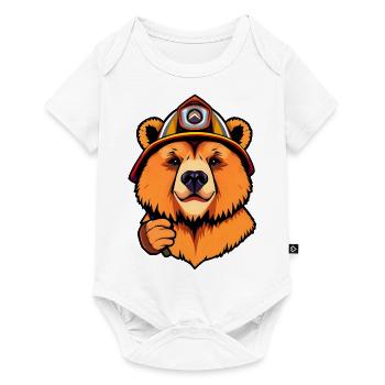 Brave Teddy Bear Firefighter Ready for Action - Baby Premium Kurzarmbody - Weiß - Vorne