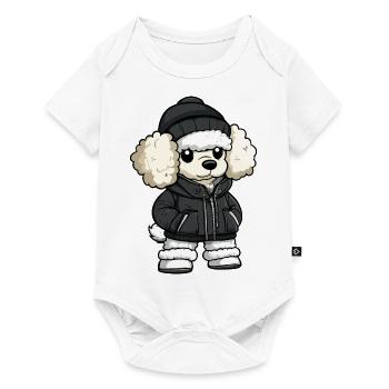 Pudel Hund Cartoon - Baby Premium Kurzarmbody - Weiß - Vorne