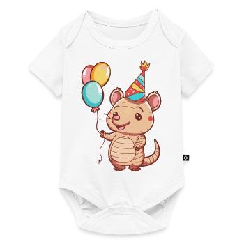 Armadillo Anniversaire Bande Dessinée Mignon - Body à manches courtes Premium Bébé - blanc - Devant