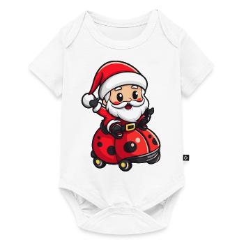 coccinelle Père Noël dessin animé - Body à manches courtes Premium Bébé - blanc - Devant