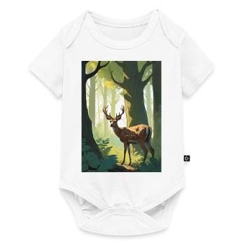 Cerf dans la forêt verdoyante - Body à manches courtes Premium Bébé - blanc - Devant