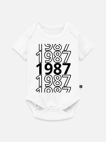 1987 1987 1987 - Baby Premium Kurzarmbody - Weiß