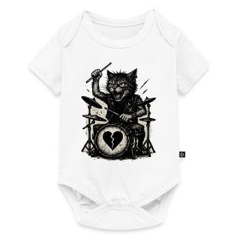 Cat Playing Drums Punk Rock Music - Baby Premium short-sleeve bodysuit - white - Front