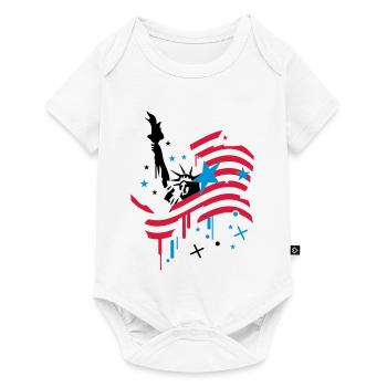 amerikanische Flagge und Freiheitsstatue - Baby Premium Kurzarmbody - Weiß - Vorne