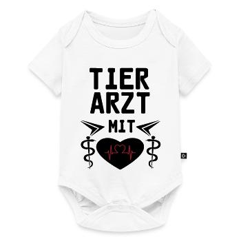 Tierarzt mit Herz Geschenk - Baby Premium Kurzarmbody - Weiß - Vorne