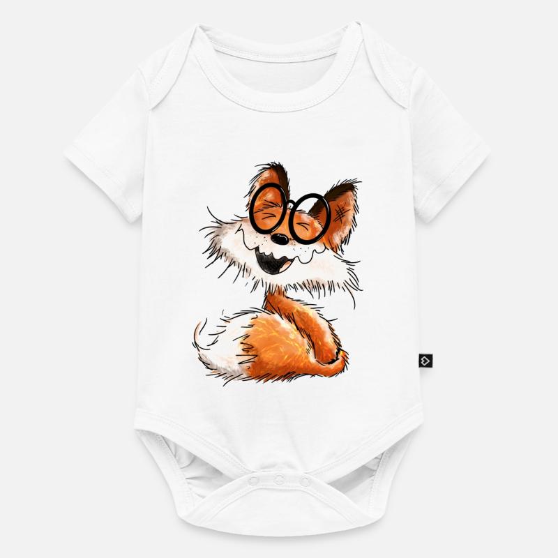mignon petit renard avec des lunettes - Fox - Body à manches courtes Premium Bébé - blanc