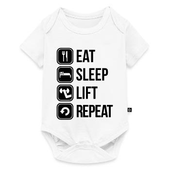 eat sleep lift repeat - Baby Premium Kurzarmbody - Weiß - Vorne